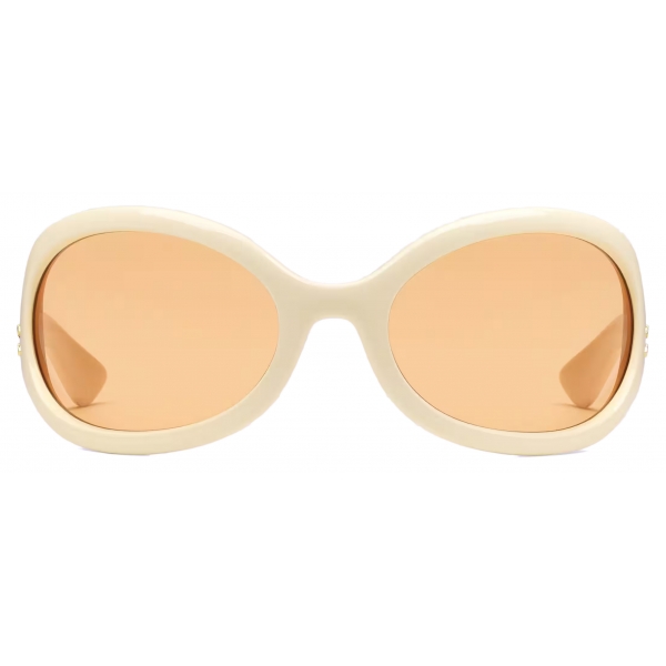 Gucci - Oval Frame Sunglasses - Ivory Dark Yellow - Gucci Eyewear