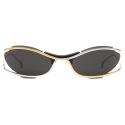 Gucci - Oval Frame Sunglasses - Yellow Gold Silver Grey - Gucci Eyewear