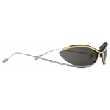 Gucci - Oval Frame Sunglasses - Yellow Gold Silver Grey - Gucci Eyewear