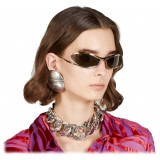 Gucci - Occhiale da Sole Ovali - Oro Giallo Argento Grigio - Gucci Eyewear