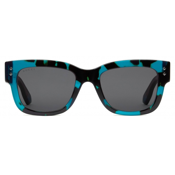 Gucci - Rectangular Frame Sunglasses - Turquoise Black Grey - Gucci Eyewear