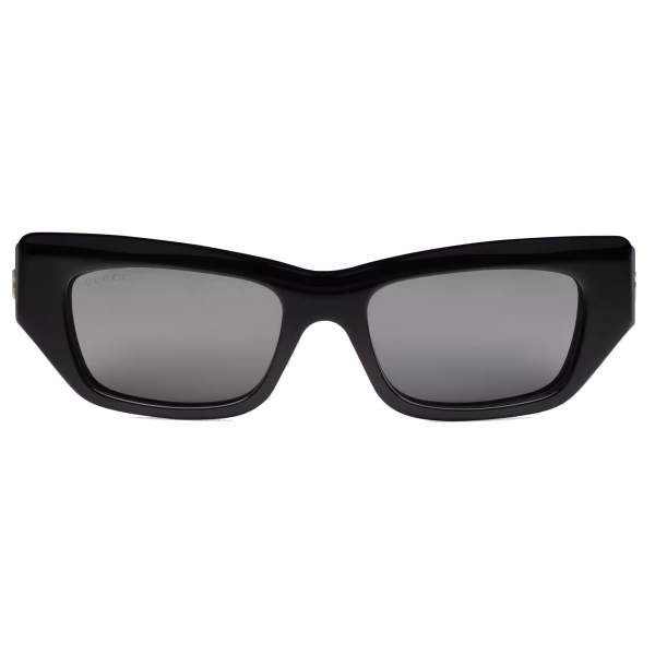 Gucci - Rectangular Frame Sunglasses - Black Grey Silver - Gucci Eyewear
