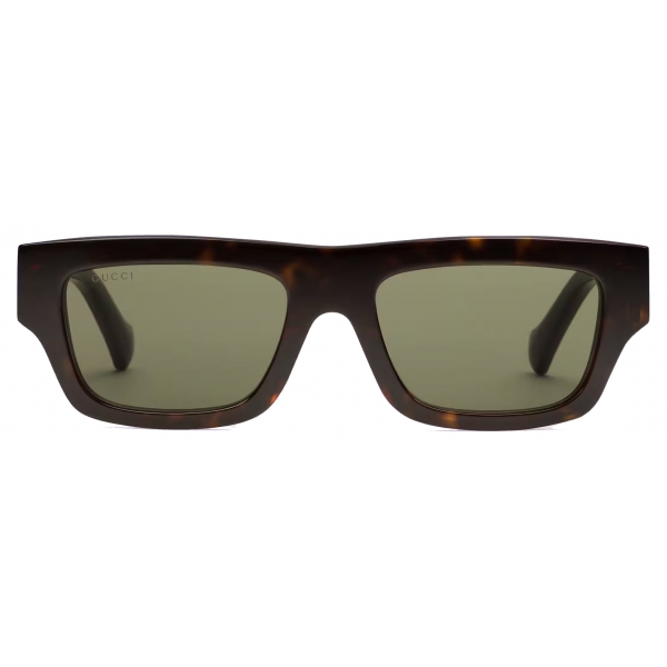 Gucci - Rectangular Frame Sunglasses - Dark Brown Green - Gucci Eyewear