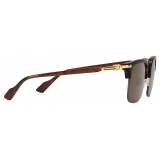 Gucci - Rectangular Frame Sunglasses - Yellow Gold Brown - Gucci Eyewear