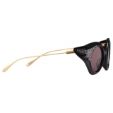 Gucci - Cat Eye Frame Sunglasses with Crystals - Black Purple - Gucci Eyewear