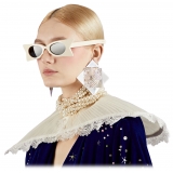 Gucci - Occhiale da Sole Geometrica - Avorio Grigio - Gucci Eyewear