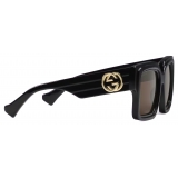 Gucci - Occhiale da Sole Rettangolari Oversize - Nero Marrone - Gucci Eyewear