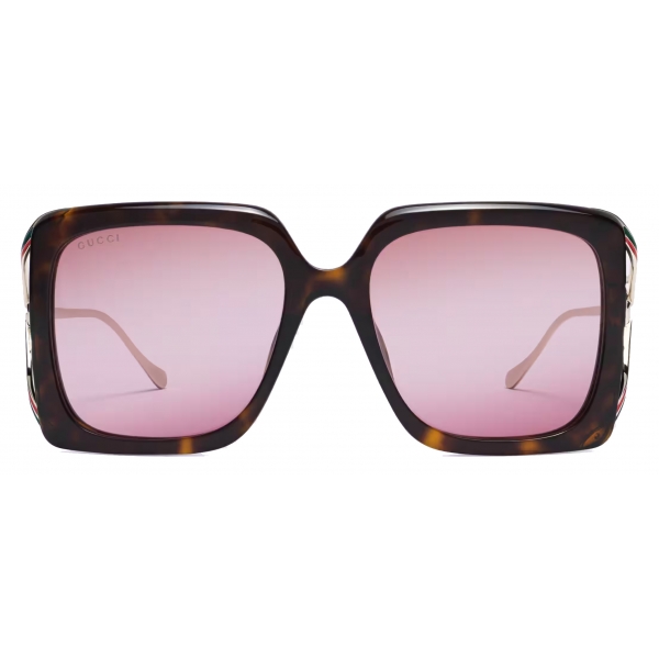 Gucci - Occhiale da Sole Rettangolari Oversize - Marrone Rosa - Gucci  Eyewear - Avvenice