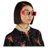 Gucci - Occhiale da Sole Rettangolare - Rosso Marrone - Gucci Eyewear