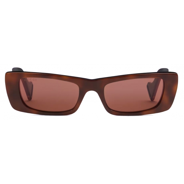 Gucci - Rectangular Frame Sunglasses - Brown - Gucci Eyewear