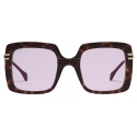 Gucci - Rectangular Frame Sunglasses - Dark Brown Pink - Gucci Eyewear