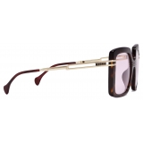 Gucci - Rectangular Frame Sunglasses - Dark Brown Pink - Gucci Eyewear