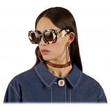 Gucci - Rectangular Frame Sunglasses with Crystals - Black Yellow - Gucci Eyewear