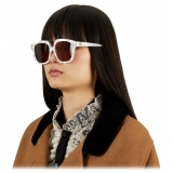 Gucci - Occhiale da Sole Quadrati - Bianco Marrone - Gucci Eyewear