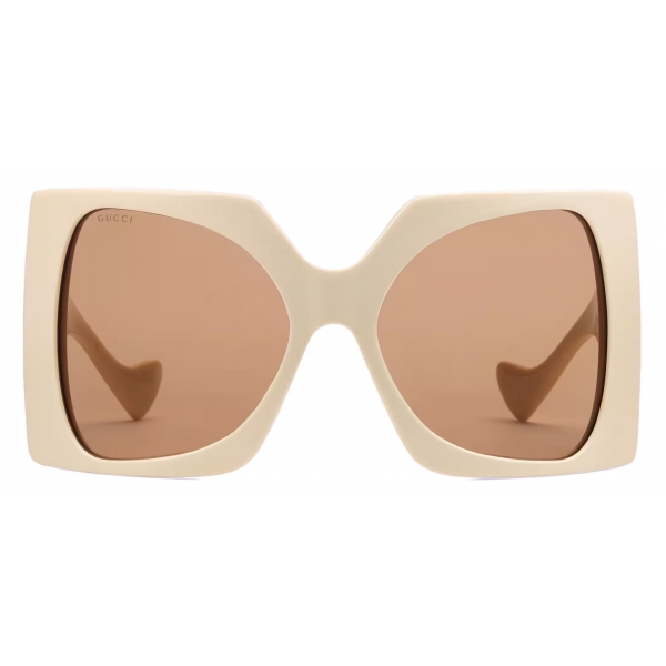 Gucci - Occhiale da Sole Quadrati - Avorio Marrone - Gucci Eyewear