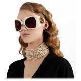 Gucci - Occhiale da Sole Quadrati - Avorio Marrone - Gucci Eyewear