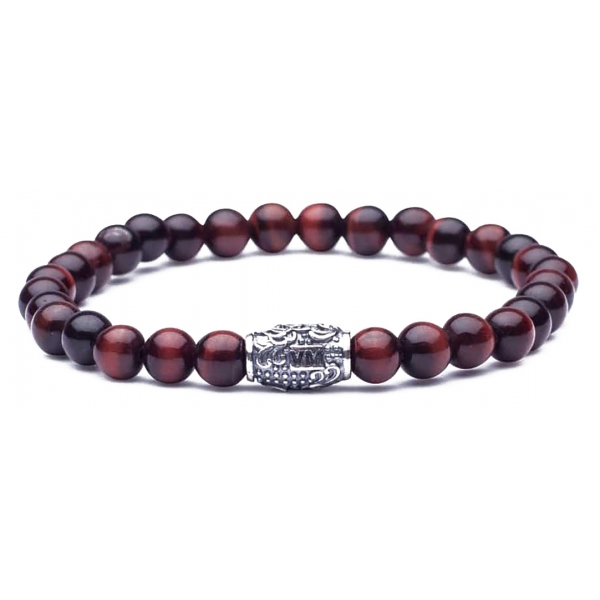 Viola Milano - Natural 6 mm Gemstone Bracelet - Red Tiger Eye - Handmade in Italy - Luxury Exclusive Collection