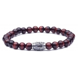 Viola Milano - Bracciale con Pietre Preziose da 6 mm - Occhio di Tigre Rosso - Handmade in Italy - Luxury Exclusive Collection