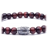 Viola Milano - Natural 6 mm Gemstone Bracelet - Red Tiger Eye - Handmade in Italy - Luxury Exclusive Collection