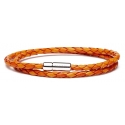 Viola Milano - Double Braided Italian Leather Bracelet - Orange Mix - Handmade in Italy - Luxury Exclusive Collection