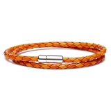 Viola Milano - Double Braided Italian Leather Bracelet - Orange Mix - Handmade in Italy - Luxury Exclusive Collection