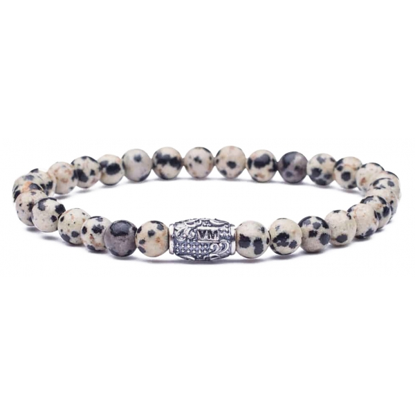 Viola Milano - Natural 6 mm Gemstone Bracelet - White Jaguar - Handmade in Italy - Luxury Exclusive Collection