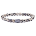 Viola Milano - Natural 6 mm Gemstone Bracelet - White Jaguar - Handmade in Italy - Luxury Exclusive Collection