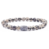 Viola Milano - Natural 6 mm Gemstone Bracelet - White Jaguar - Handmade in Italy - Luxury Exclusive Collection