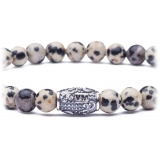 Viola Milano - Natural 6 mm Gemstone Bracelet - White Jaguar - Handmade in Italy - Luxury Exclusive Collection