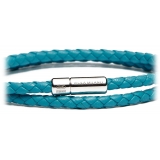 Viola Milano - Double Braided Italian Leather Bracelet - Turquoise - Handmade in Italy - Luxury Exclusive Collection