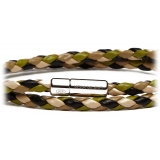 Viola Milano - Double Braided Mix-Tone Italian Leather Bracelet - Camo - Handmade in Italy - Luxury Exclusive Collection