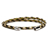 Viola Milano - Double Braided Mix-Tone Italian Leather Bracelet - Camo - Handmade in Italy - Luxury Exclusive Collection