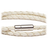 Viola Milano - Double Braided Italian Leather Bracelet - Off White - Handmade in Italy - Luxury Exclusive Collection