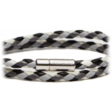 Viola Milano - Double Braided Mix-Tone Italian Leather Bracelet - Grey Mix - Handmade in Italy - Luxury Exclusive Collection