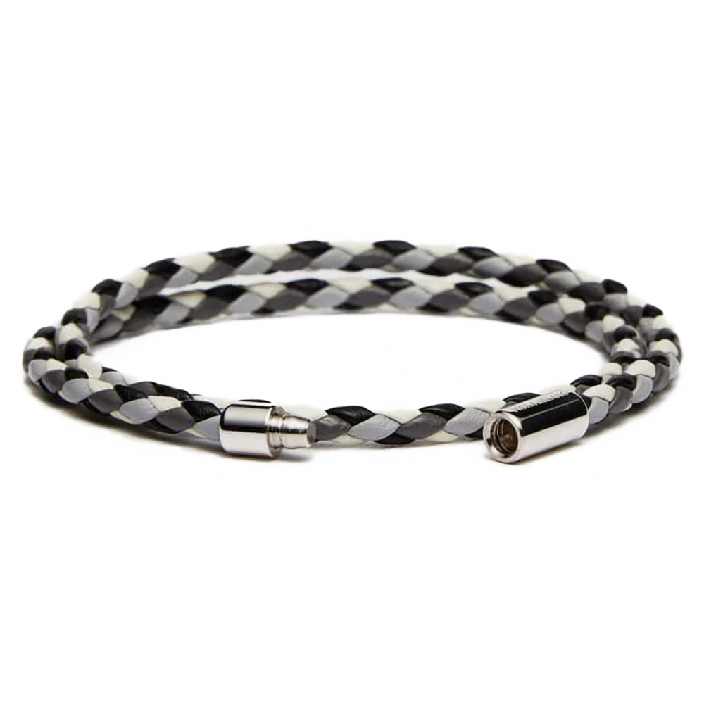 Double Braided Italian Leather bracelet - Brown