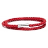 Viola Milano - Bracciale in Pelle Italiana a Doppio Intreccio - Rosso - Handmade in Italy - Luxury Exclusive Collection