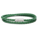 Viola Milano - Bracciale in Pelle Italiana a Doppio Intreccio - Verde - Handmade in Italy - Luxury Exclusive Collection