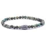 Viola Milano - Natural 4 mm Gemstone Bracelet - Green Jaguar - Handmade in Italy - Luxury Exclusive Collection