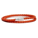 Viola Milano - Double Braided Italian Leather Bracelet - Orange - Handmade in Italy - Luxury Exclusive Collection