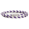 Viola Milano - Bracciale Doppio Intrecciato in Pelle Italiana - Bianco Viola - Handmade in Italy - Luxury Exclusive Collection