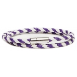 Viola Milano - Double Braided Two-Tone Italian Leather Bracelet - WhitePurple - Handmade in Italy - Luxury Exclusive Collection