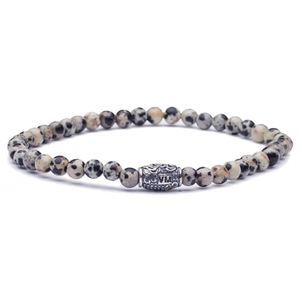Viola Milano - Natural 4 mm Gemstone Bracelet - White Jaguar - Handmade in Italy - Luxury Exclusive Collection