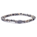 Viola Milano - Natural 4 mm Gemstone Bracelet - White Jaguar - Handmade in Italy - Luxury Exclusive Collection