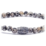 Viola Milano - Natural 4 mm Gemstone Bracelet - White Jaguar - Handmade in Italy - Luxury Exclusive Collection