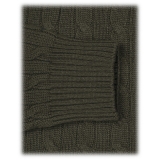Viola Milano - Cable Knit 100% Loro Piana Yarn Cashmere Sweater - Army Green - Handmade in Italy - Luxury Exclusive Collection
