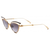 Valentino - V - Glassliner Cat-Eye Sunglasses in Titanium - Yellow Gold Dark Grey - Valentino Eyewear