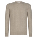 Viola Milano - Cable Knit 100% Loro Piana Yarn Cashmere Sweater - Beige - Handmade in Italy - Luxury Exclusive Collection