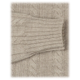 Viola Milano - Cable Knit 100% Loro Piana Yarn Cashmere Sweater - Beige - Handmade in Italy - Luxury Exclusive Collection