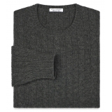 Viola Milano - Cable Knit 100% Loro Piana Yarn Cashmere Sweater - Dark Grey - Handmade in Italy - Luxury Exclusive Collection