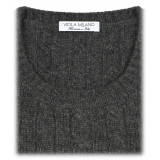 Viola Milano - Cable Knit 100% Loro Piana Yarn Cashmere Sweater - Dark Grey - Handmade in Italy - Luxury Exclusive Collection